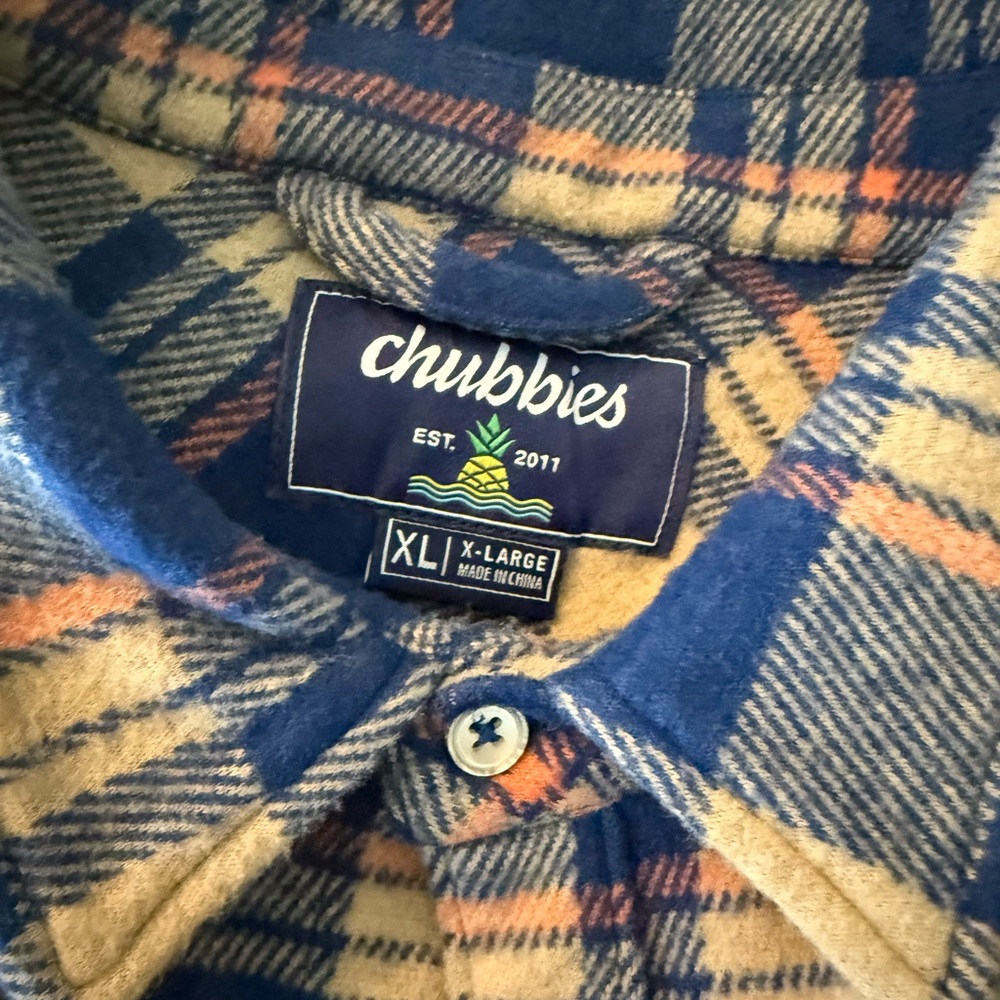 chubbies Men's XL Black Plaid and Blue Plaid Button-Down Shirt Pair (2 Shirts) - Picture 3 of 7